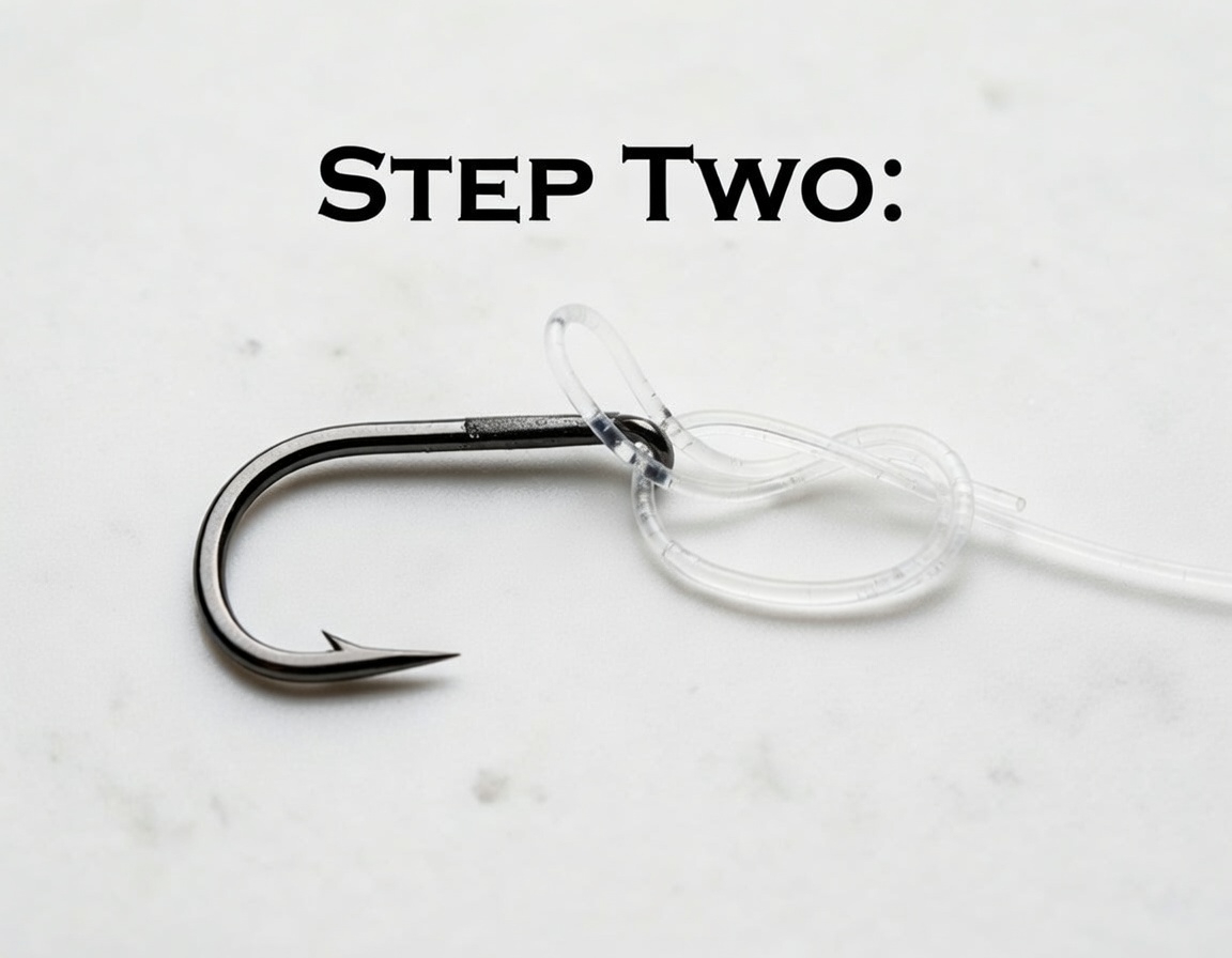 Step 2 - Loose overhand knot tied with the doubled line, loop still open